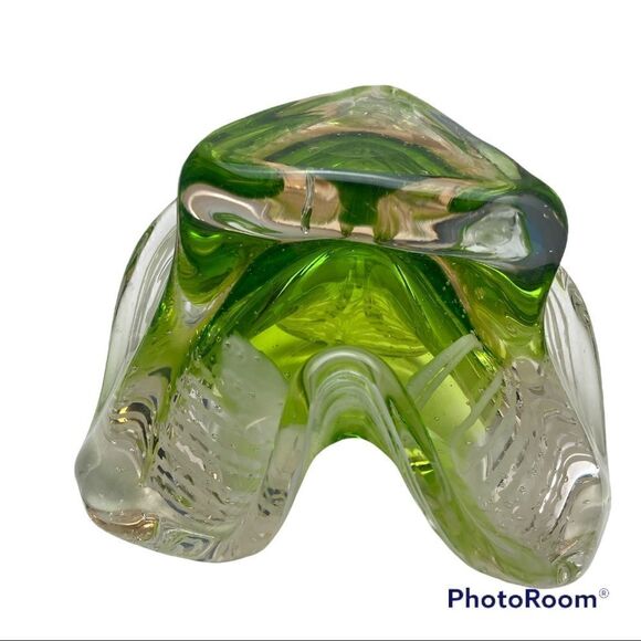 Murano Art Glass Bowl Catchall GREEN, WHITE & CLEAR Italy - Picture 5 of 11